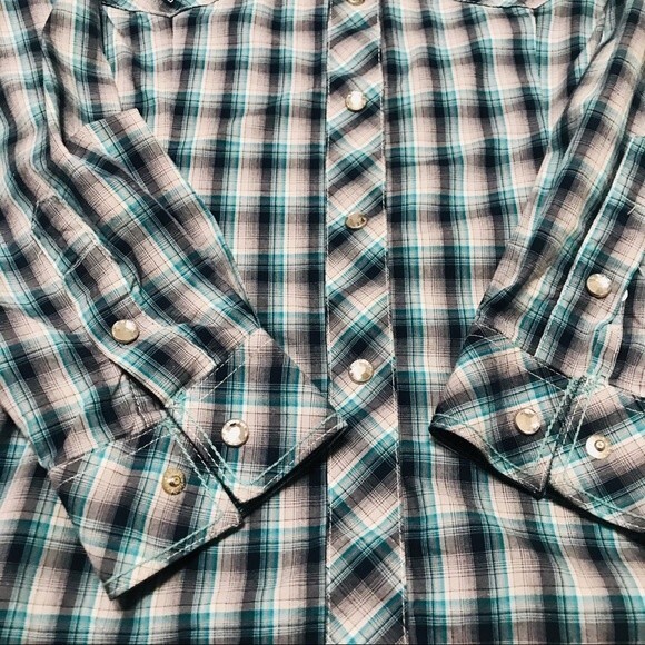 Rough Stock light blue shirt  Panhandle slim button down shirt size M western - Picture 4 of 8